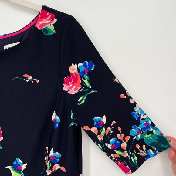 Eliza J Womens Floral Print Shift Dress Size 6 Navy Lined Stretch Half Sleeve - Picture 7 of 16